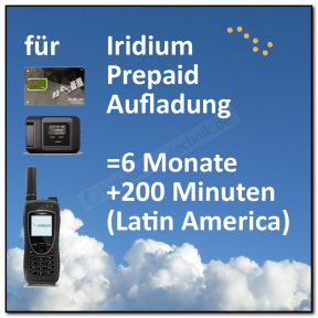 Iridium Prepaid Aufladung 6 Monate "Latin America" inkl. 200 Frei-Minuten